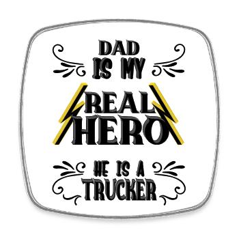 Dad my real Hero, Trucker, Stolz, Geschenk, - Viereckiger Kühlschrankmagnet - Weiß - Vorne