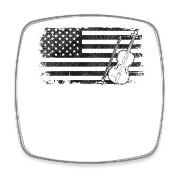 Violin Violinist Usa American Flag - Square fridge magnet - white - Front