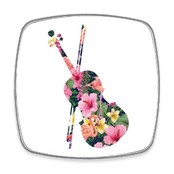 Violin Violinist Tropical Flower - Square fridge magnet - white - Front