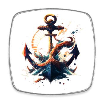 cooler Anker im maritimen Look, Segelboot - Viereckiger Kühlschrankmagnet - Weiß - Vorne
