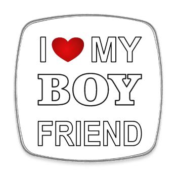 I love my boyfriend Ich liebe meinen Freund - Square fridge magnet - white - Front