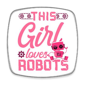 Robot Robotics Engineer Girl This - Square fridge magnet - white - Front