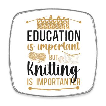 Knitting Knitter Education Is - Viereckiger Kühlschrankmagnet - Weiß - Vorne