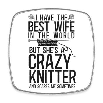 Knitting Knitter Wife Husband - Square fridge magnet - white - Front