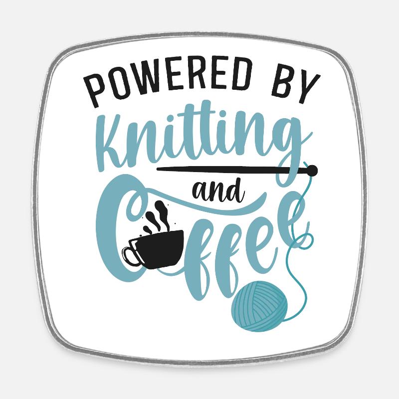 Knitting Knitter Coffee Powered By - Square fridge magnet - white