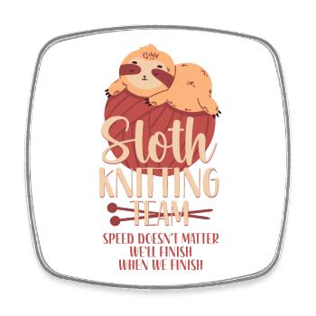 Knitting Knitter Sloth Sloth - Viereckiger Kühlschrankmagnet - Weiß - Vorne