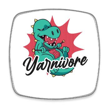 Tricoter Tricoter Jeu de mots Dinosaure - Magnet carré - blanc - Devant