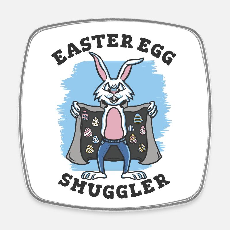 Easter egg smuggler Rabbit - Square fridge magnet - white
