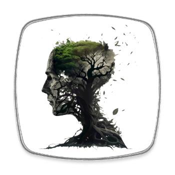 Cadeau de tête d’arbre biologique - Magnet carré - blanc - Devant