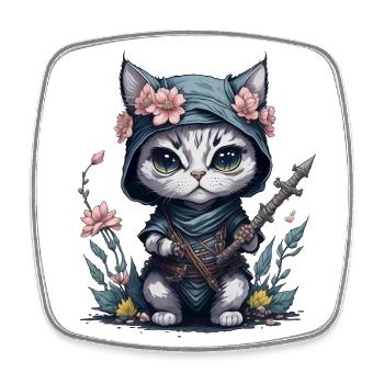 Feel epic with the ninja cat - Square fridge magnet - white - Front