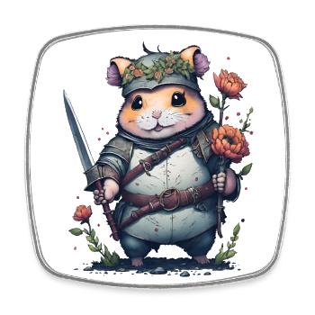 Hamster-Samurai: Ninja Hamster-Held - Viereckiger Kühlschrankmagnet - Weiß - Vorne