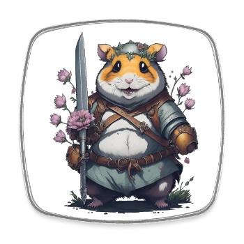 Hamster - Ninja Krieger: Blumige Kämpfer - Viereckiger Kühlschrankmagnet - Weiß - Vorne