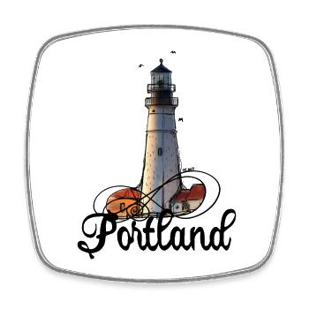 Leuchtturm Portland Maine - Viereckiger Kühlschrankmagnet - Weiß - Vorne