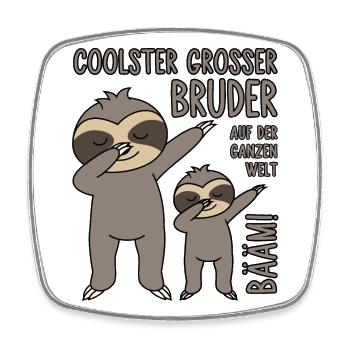 Bääm - Coolster großer Bruder auf der ganzen Welt - Viereckiger Kühlschrankmagnet - Weiß - Vorne