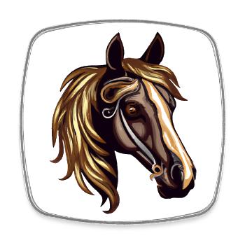 Conception de la tête de cheval - étalon et jument - Magnet carré - blanc - Devant