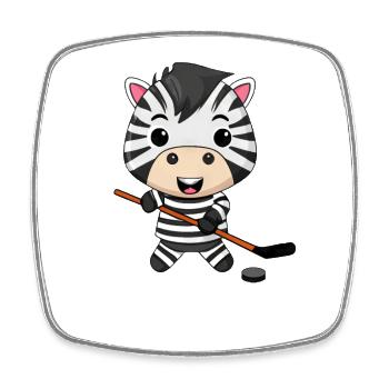 Kawaii Zebra spielt Eishockey Street Hockey - Viereckiger Kühlschrankmagnet - Weiß - Vorne