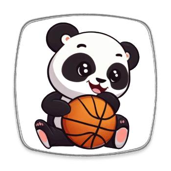 Panda on skateboard - Square fridge magnet - white - Front
