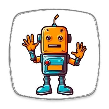 Hello Little Robot 2 - Hallo kleiner Roboter - Square fridge magnet - white - Front