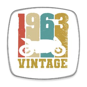1963 motorcycle vintage - Square fridge magnet - white - Front