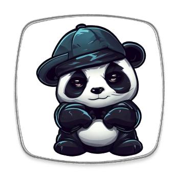 Cool panda with red eyes - Square fridge magnet - white - Front