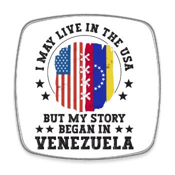I May Live In The USA But My Story Began In - Viereckiger Kühlschrankmagnet - Weiß - Vorne