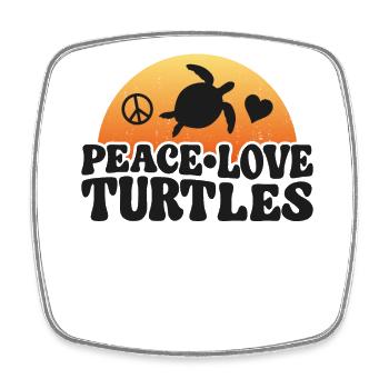 Sea Turtle Tortoise Peace Love - Square fridge magnet - white - Front
