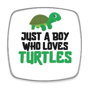 Sea Turtle Tortoise Just A Boy Who - Viereckiger Kühlschrankmagnet - Weiß - Vorne