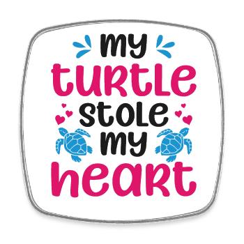 Tortue de mer Tortue Saint-Valentin - Magnet carré - blanc - Devant