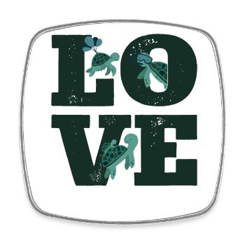 Sea Turtle Tortoise Love - Square fridge magnet - white - Front