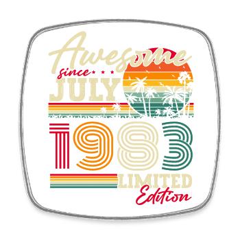 Juillet 1983 Vintage Anniversaire Vintage Cadeau - Magnet carré - blanc - Devant