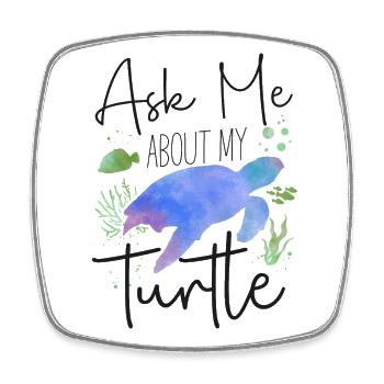 Sea Turtle Tortoise Watercolor Ask - Viereckiger Kühlschrankmagnet - Weiß - Vorne