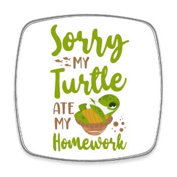 Sea Turtle Tortoise Sorry My - Viereckiger Kühlschrankmagnet - Weiß - Vorne