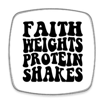 Faith Weights Protein Shakes - Viereckiger Kühlschrankmagnet - Weiß - Vorne