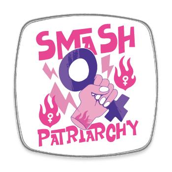 Feminist Smash Patriarchy - Viereckiger Kühlschrankmagnet - Weiß - Vorne