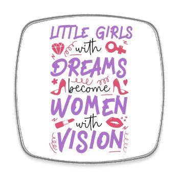 Feminist Little Girls With Dreams - Viereckiger Kühlschrankmagnet - Weiß - Vorne