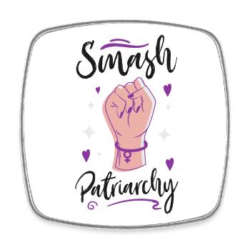 Feminist Smash Patriarchy - Square fridge magnet - white - Front