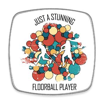 Floorball, Floorball, Hockey sur gazon, Hockey en salle - Magnet carré - blanc - Devant