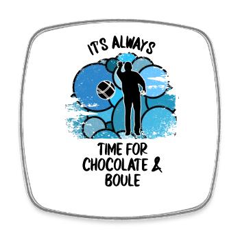 Boule Petanque Boccia Boules Chocolate - Square fridge magnet - white - Front