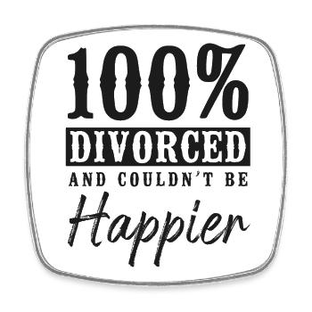 Happy Divorce Party 100% divorcé - Magnet carré - blanc - Devant