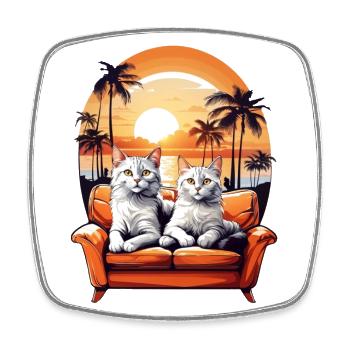 Katzen am Meer - Viereckiger Kühlschrankmagnet - Weiß - Vorne