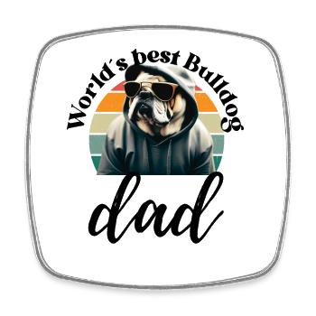 WORLD́S BEST BULLDOG DAD - Chien Chiens Bulldog - Magnet carré - blanc - Devant