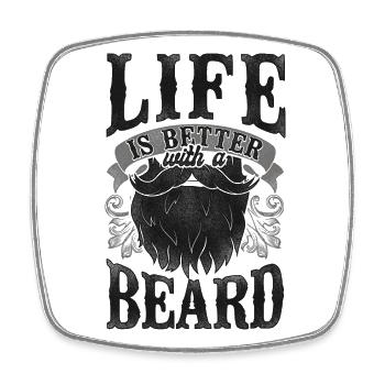 Beard Lover Bearded Man Life Is - Viereckiger Kühlschrankmagnet - Weiß - Vorne
