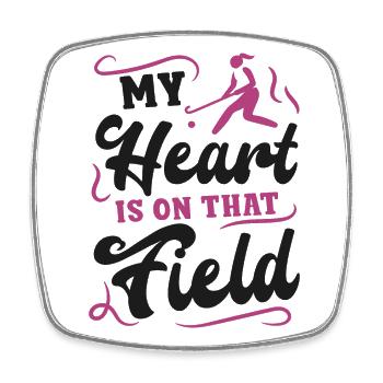 Field Hockey Mom My Heart Is On - Square fridge magnet - white - Front