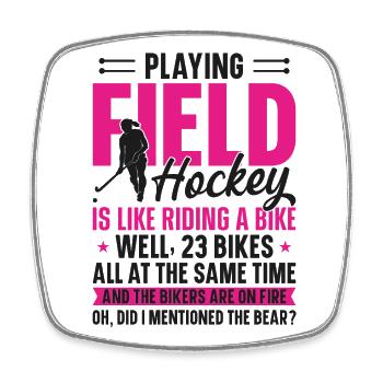 Field Hockey Playing Field Hockey - Viereckiger Kühlschrankmagnet - Weiß - Vorne