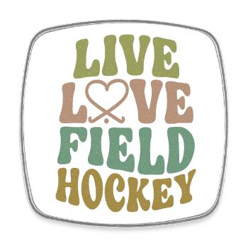 Field Hockey Live Love Field - Viereckiger Kühlschrankmagnet - Weiß - Vorne