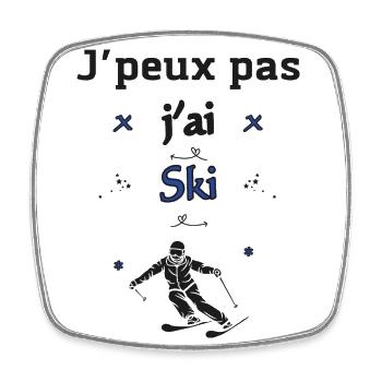 j'peux pas j'ai Ski - Magnet carré - blanc - Devant