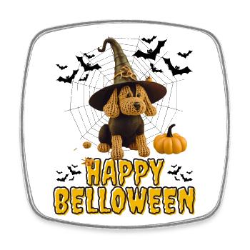 HAPPY BELLOWEEN Halloween Hund Hunde Bulldogge - Viereckiger Kühlschrankmagnet - Weiß - Vorne
