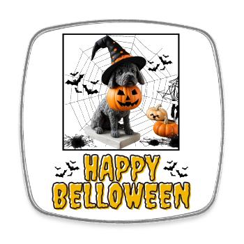 HAPPY BELLOWEEN Halloween Hund Hunde Bulldogge - Viereckiger Kühlschrankmagnet - Weiß - Vorne