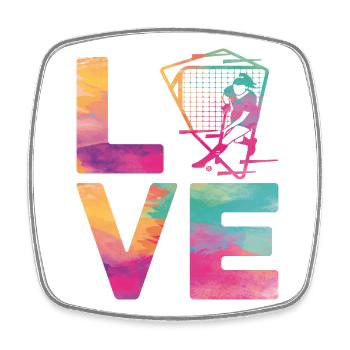 Field Hockey Watercolor Love - Square fridge magnet - white - Front