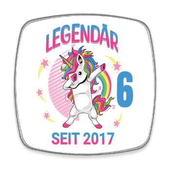 Einhorn 6. Geburtstag Geburtstagskind Legendär - Viereckiger Kühlschrankmagnet - Weiß - Vorne